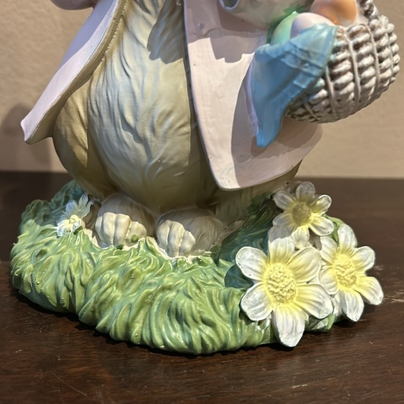 Cute Easter Bunny Rabbit With Egg Basket And Bird On Hand New Figurine 12” - Picture 3 of 5